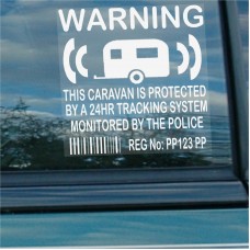 6 x Personalised with Registration Number-Caravan Dummy Fake GPS Tracking System Device Unit-RV Security Alarm Warning Window Stickers-Police Monitored Vinyl Signs